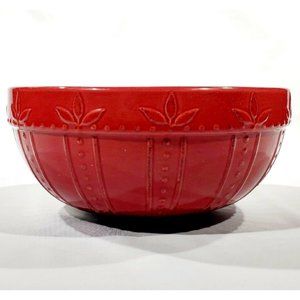 Signature Sorrento 8" Burgundy Serving Mix Bowl Embossed Stoneware Debby Segura